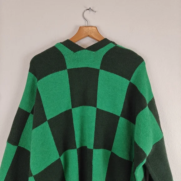 Panache Apparel Girl Crush Oversized Cardigan In Green Checkered Size LG - Picture 15 of 16